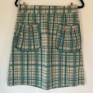 Anthropologie Girls from Savoy Plaid Teal Skirt Size 4